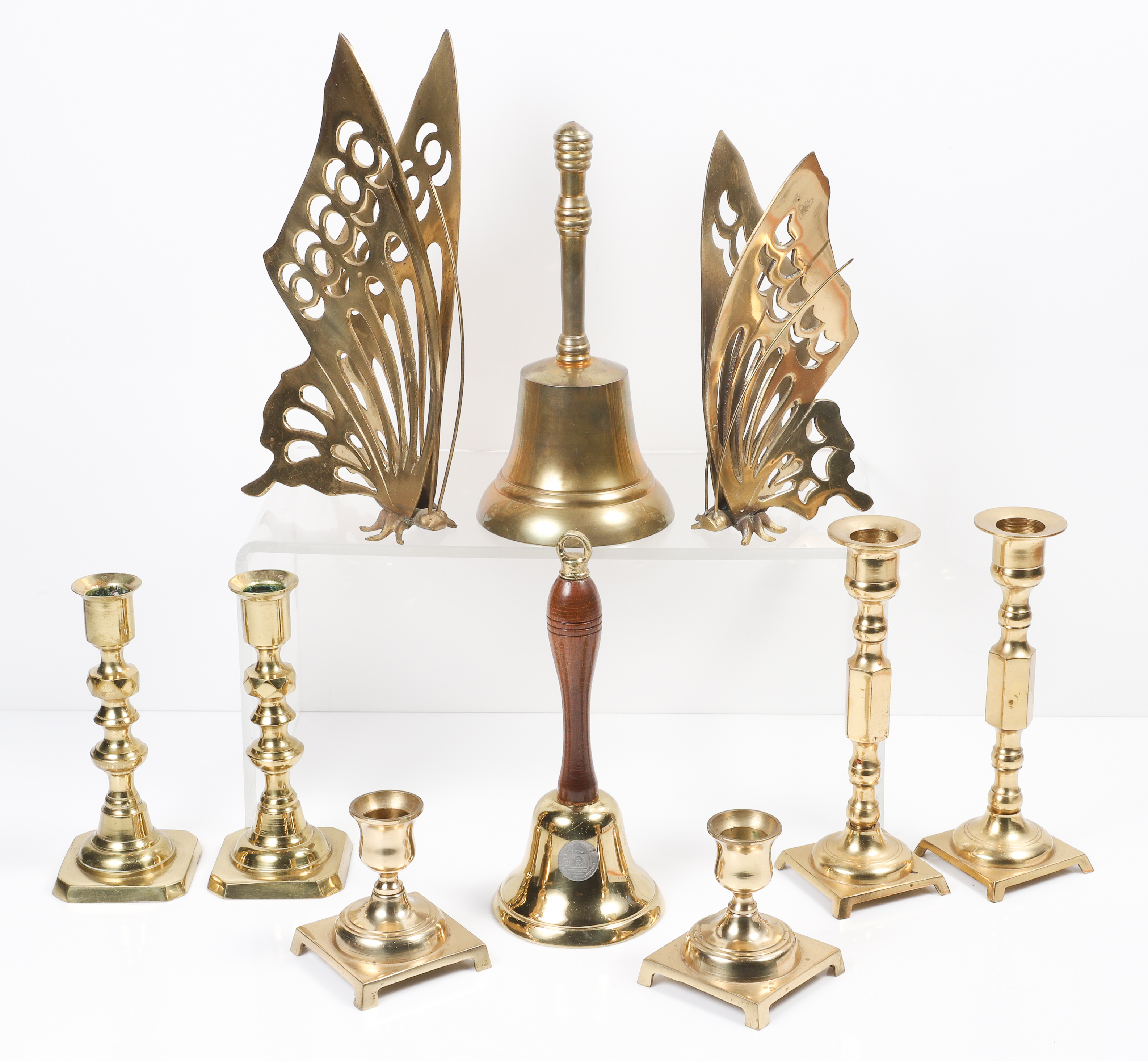 (10) Brass items, c/o (3) pair of