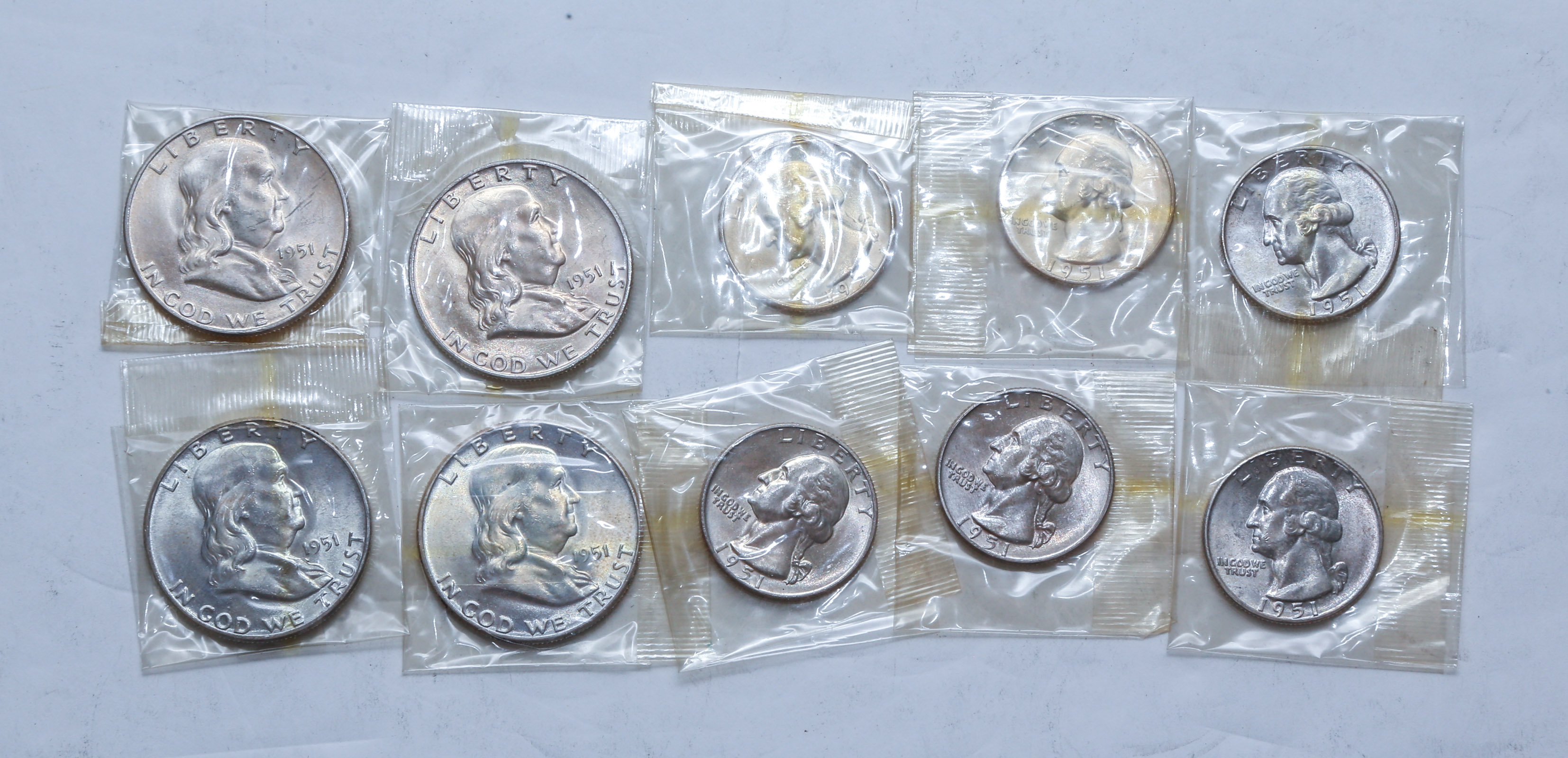10 BU 1951 QUARTERS & HALVES, ALL