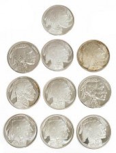 (10) BUFFALO NICKELS SILVER BU