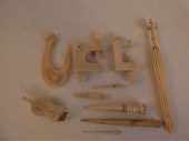 10 CARVED WHALE BONE ITEMSLot