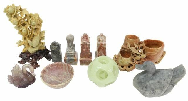 10) CHINESE CARVED STONE STAMPS &