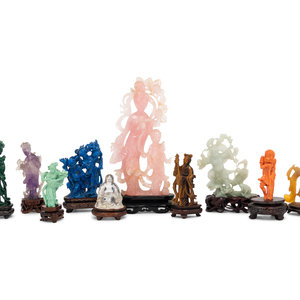 10 Chinese Hardstone Figural