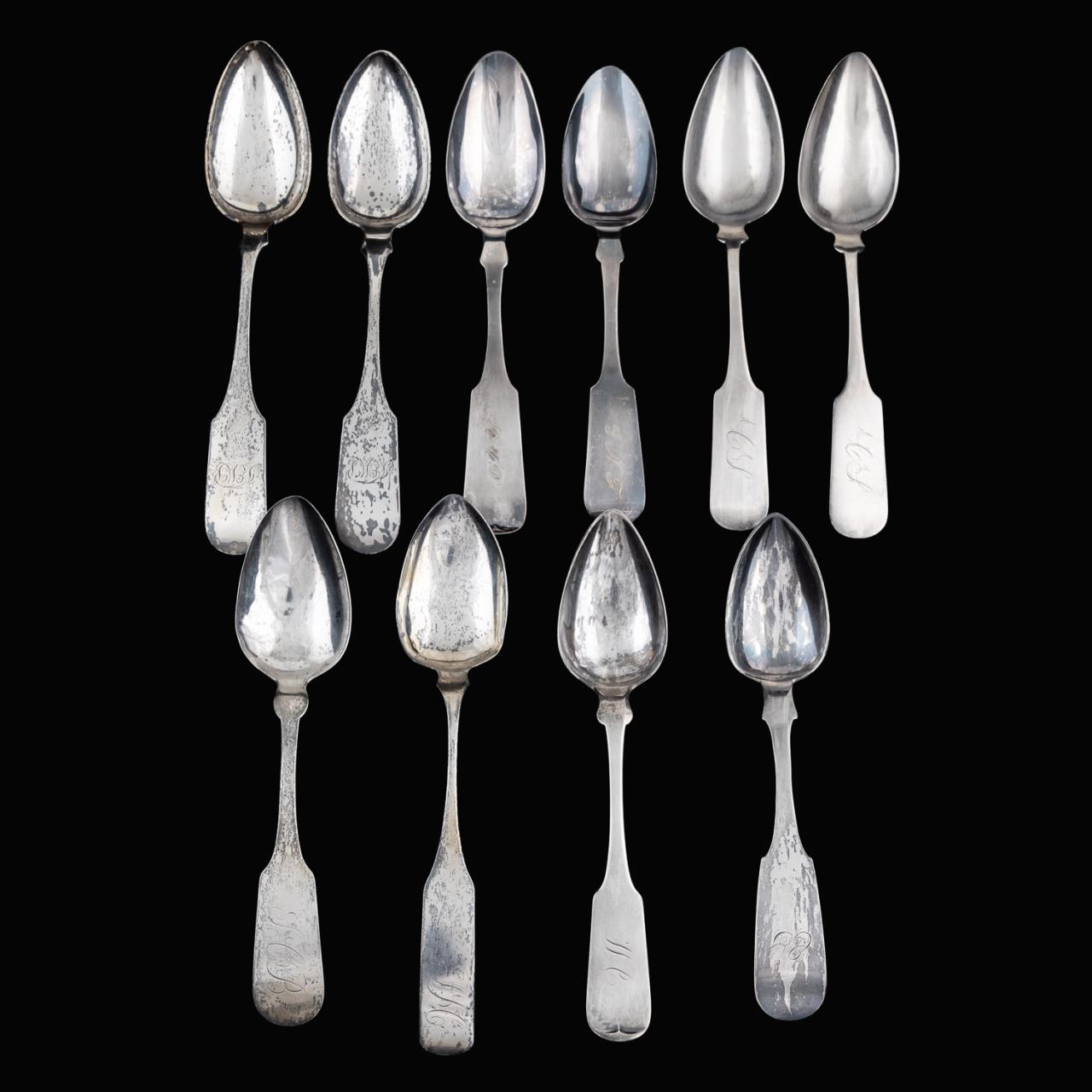 10 COIN SILVER TABLESPOONS, INCL.