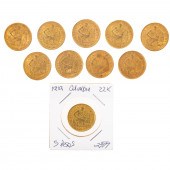 10 COLUMBIAN GOLD 5 PESOS 2.35