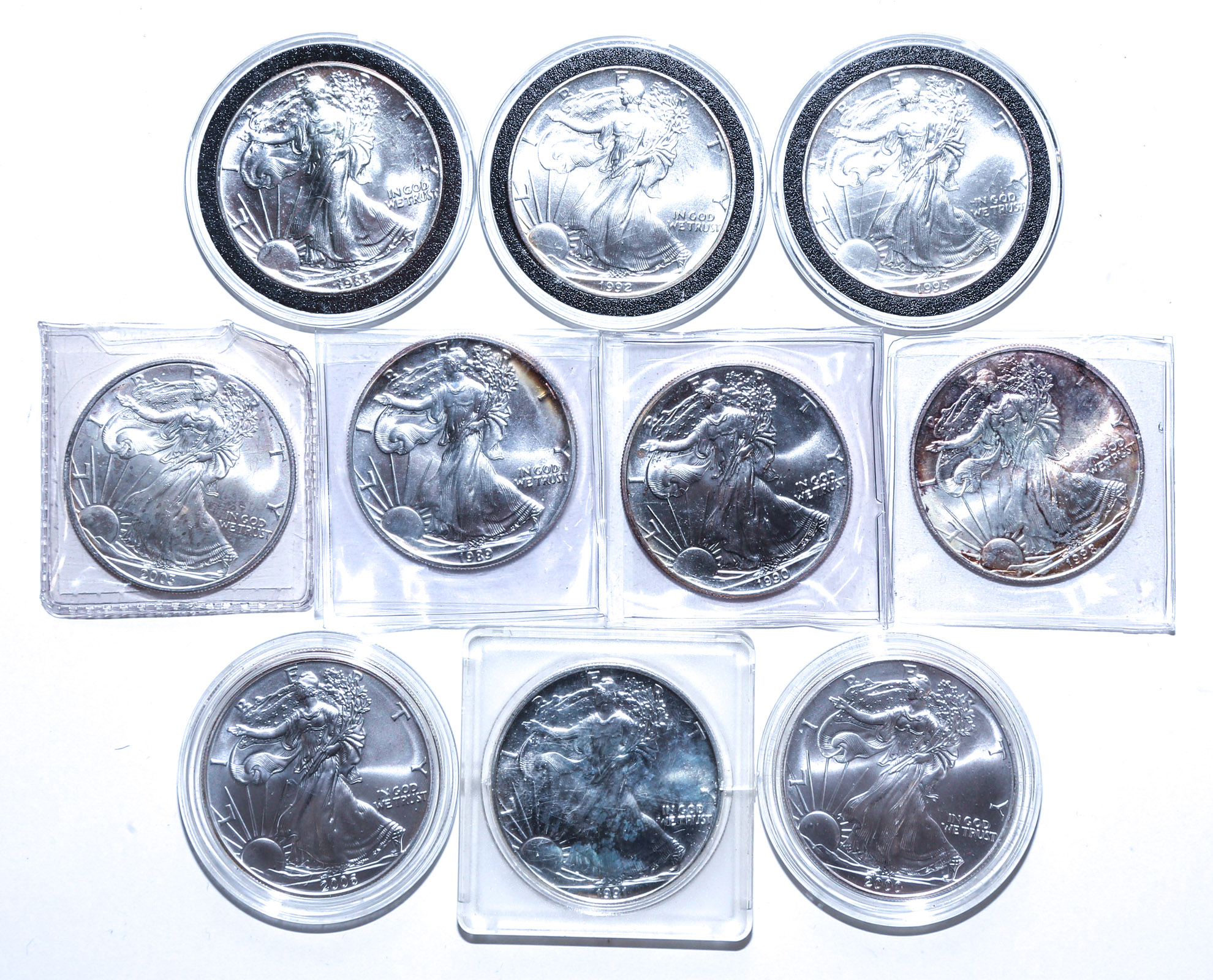 10 DIFFERENT SILVER EAGLES