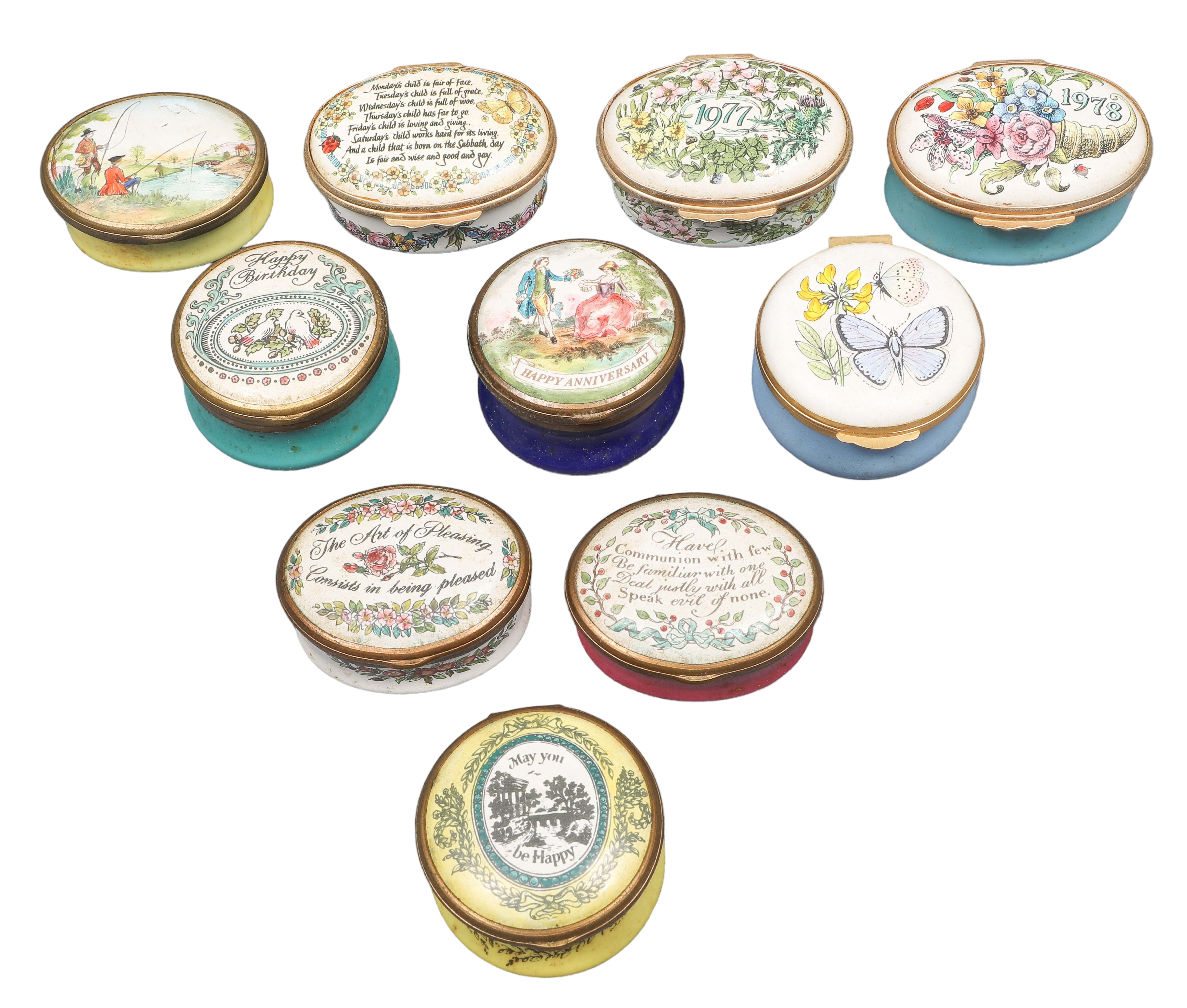 (10) Enamel trinket boxes, c/o