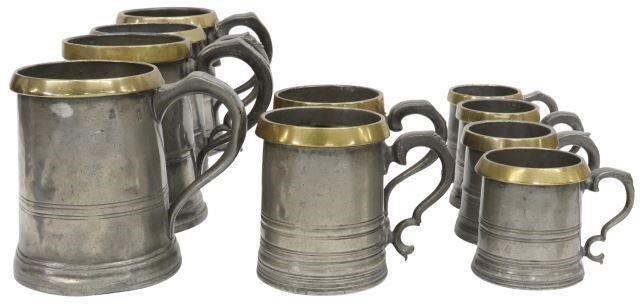 (10) ENGLISH PEWTER TANKARDS