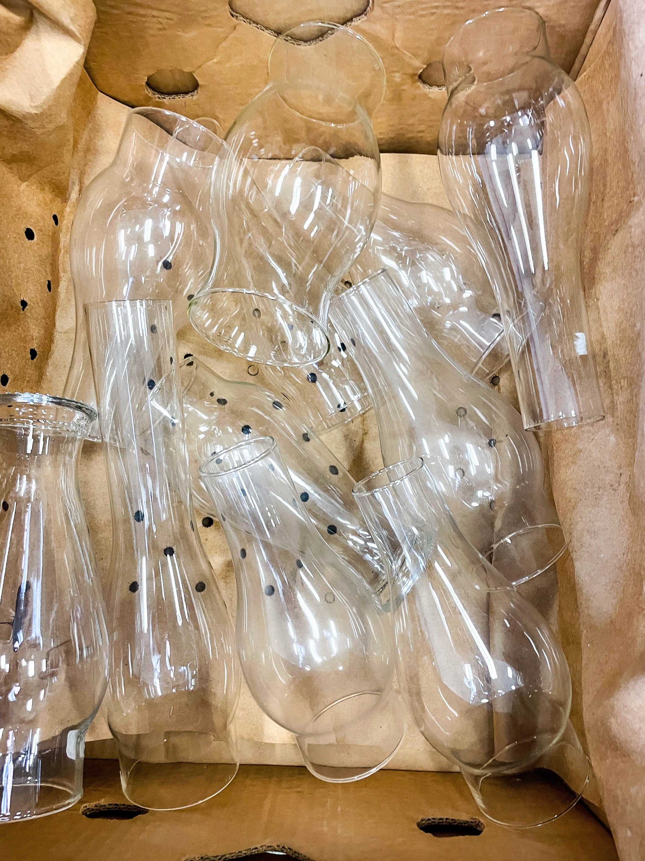 (10) Glass lamp chimneys & 8-1/4"