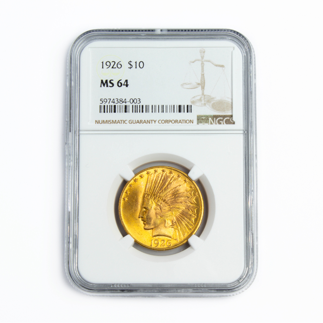 $10 GOLD EAGLE, 1926 INDIAN HEAD,