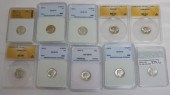 10 GRADED MERCURY DIMES; 1938-