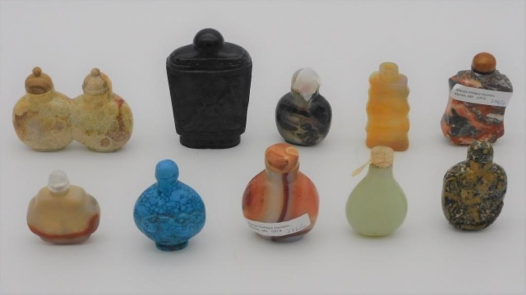 (10) HARDSTONE SNUFF BOTTLES,