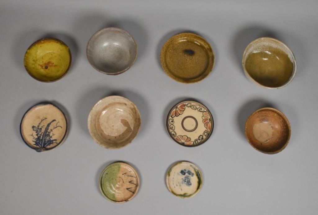 10 JAPANESE POTTERY BOWS & OIL