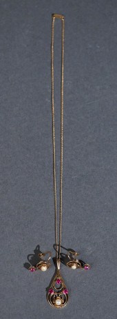 10-KARAT YELLOW-GOLD, PEARL AN