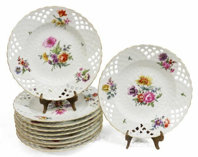 (10) KPM HAND-PAINTED RETICULATED