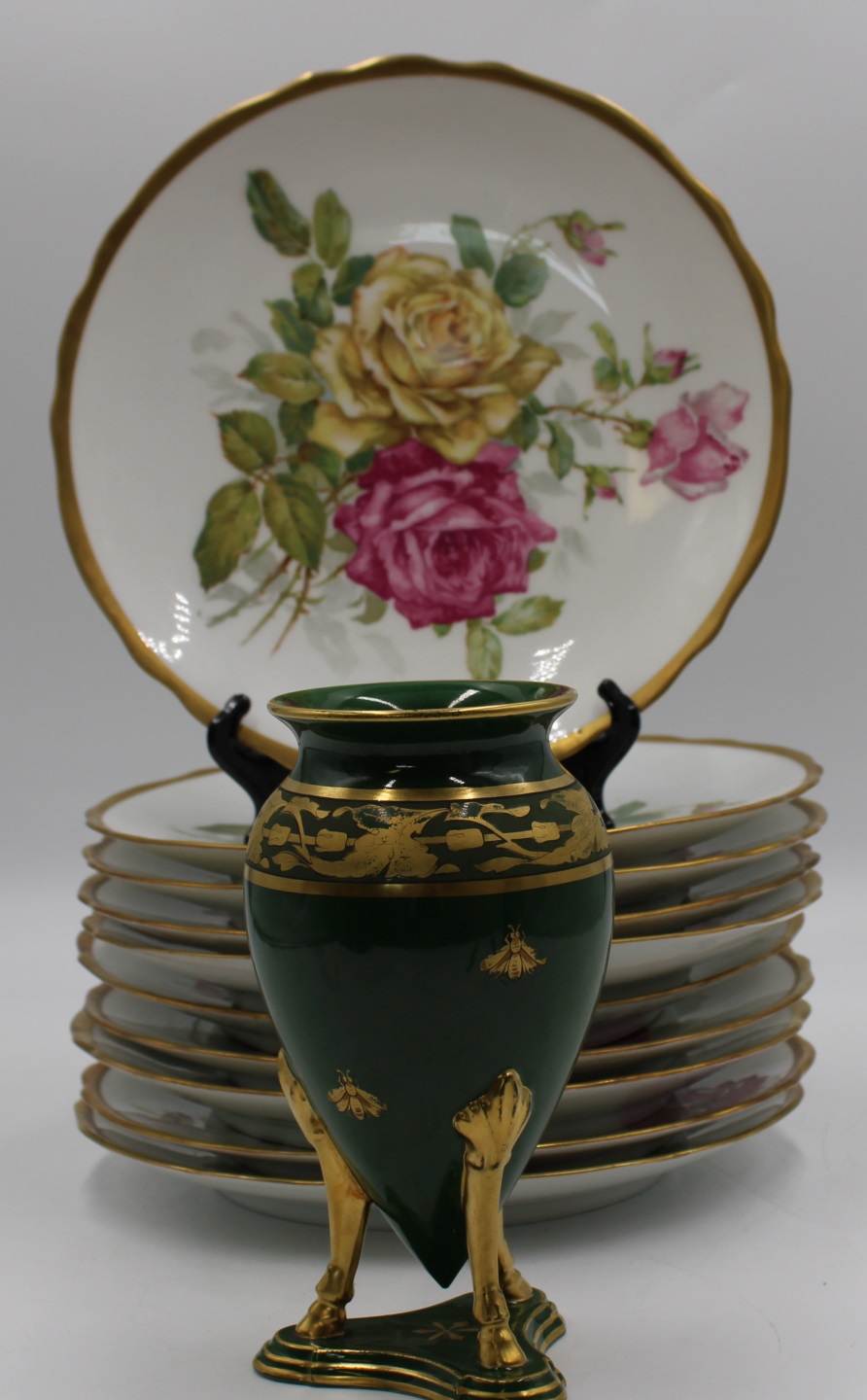 10 LIMOGES FLORAL DECORATED