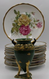 10 LIMOGES FLORAL DECORATED PL