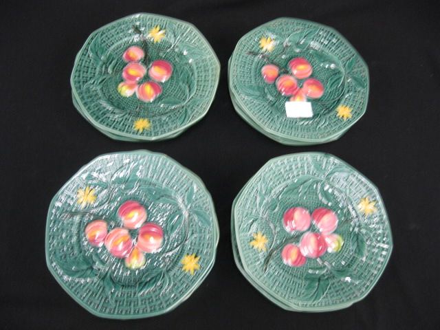 10 Majolica Pottery Plates fruit