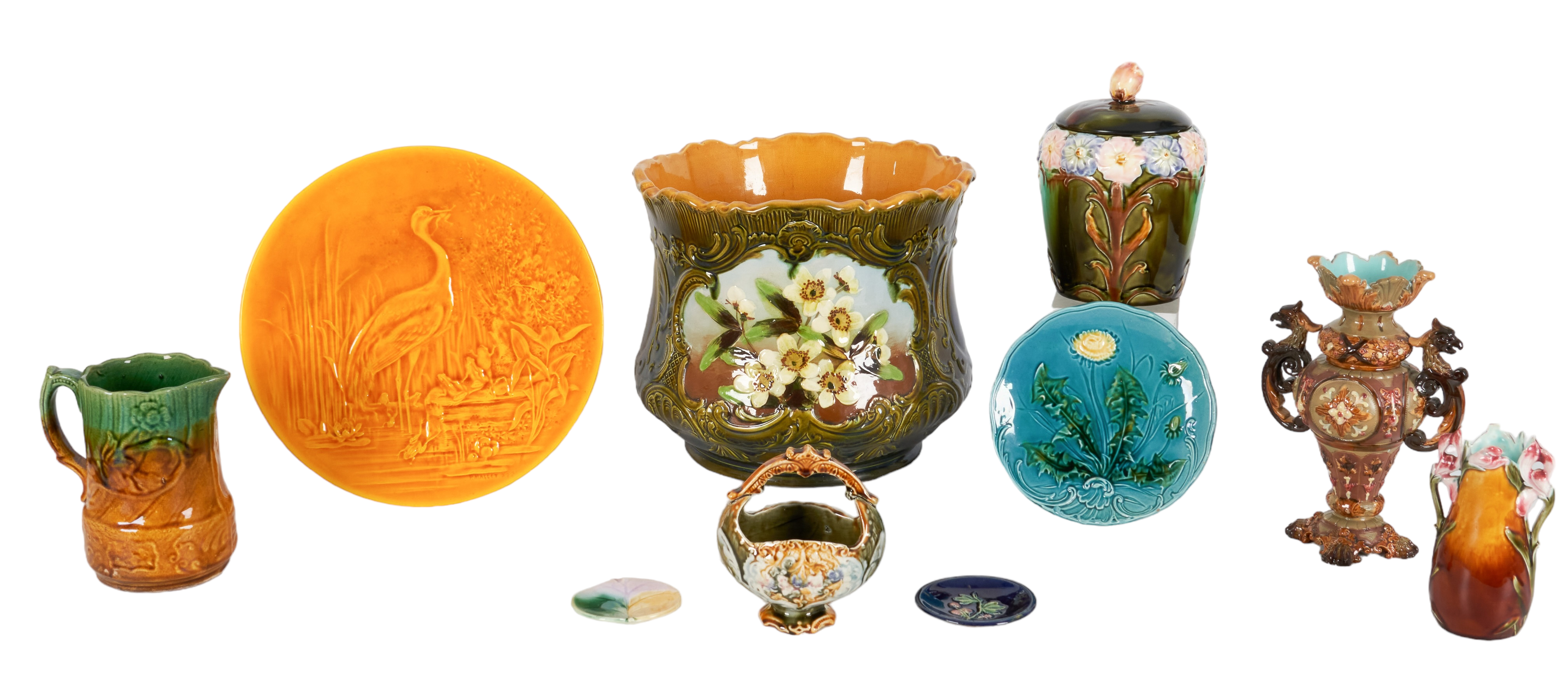 (10) Majolica Vases, Jars,