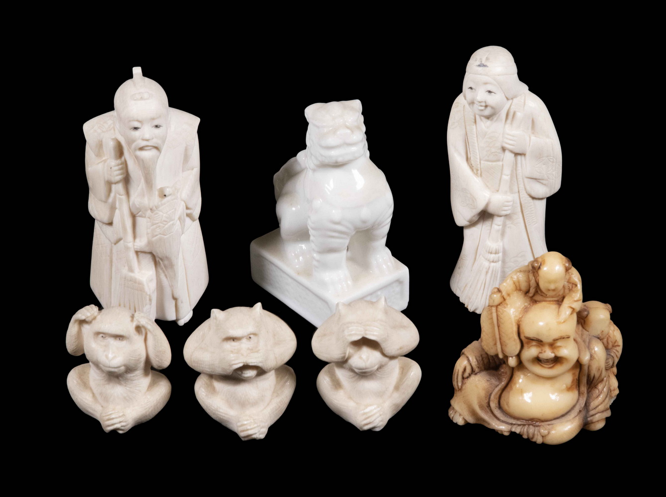 (10) MINIATURE JAPANESE FIGURES,