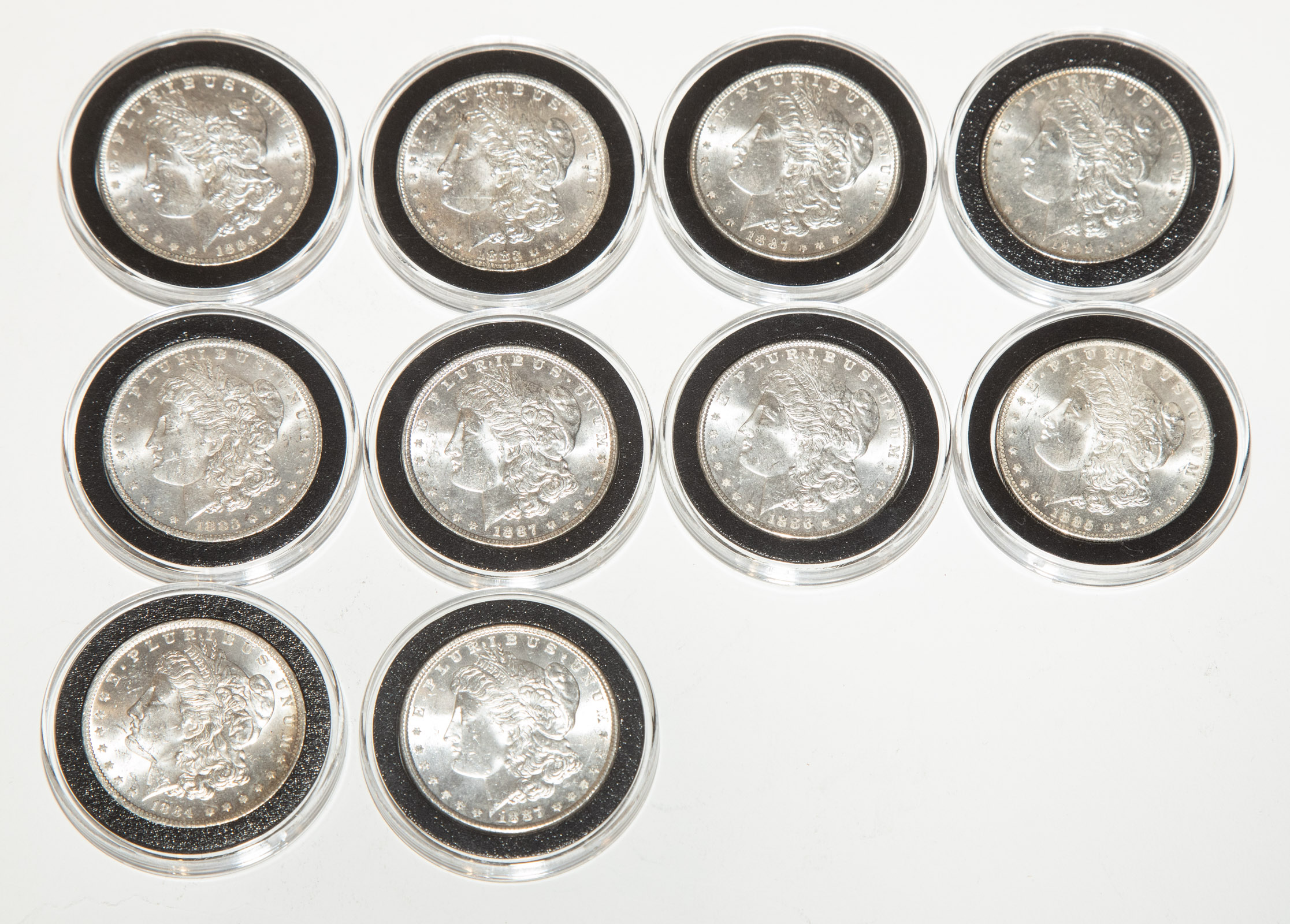 10 MORGAN SILVER DOLLARS 2-1883-O