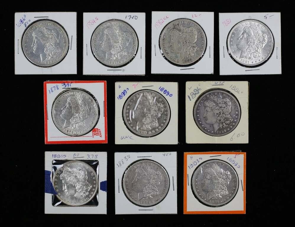 10 MORGAN SILVER DOLLARS1-1878
