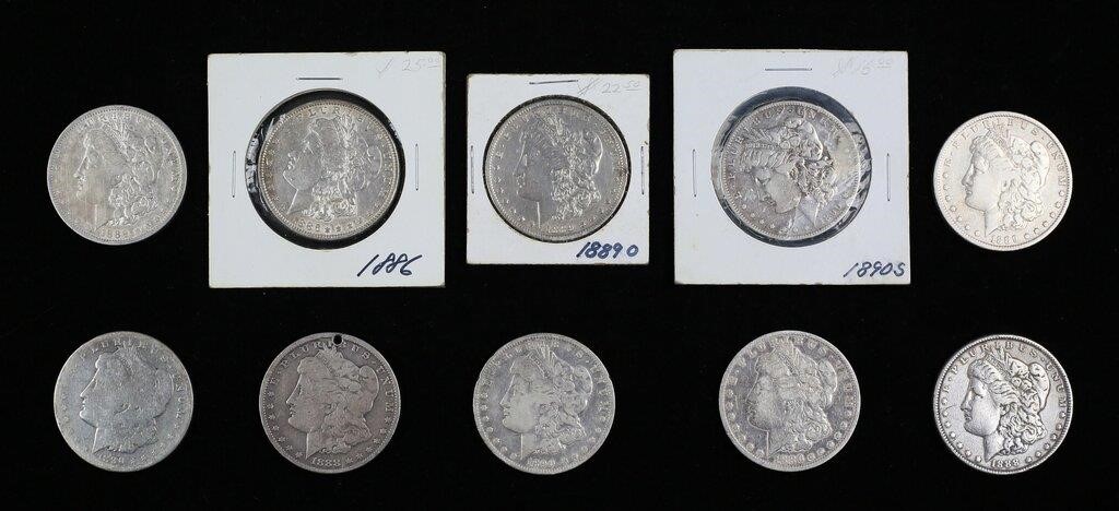 10 MORGAN SILVER DOLLARS1- 1886 New