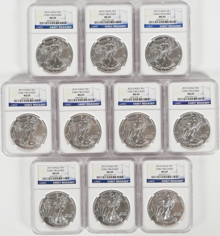 (10) NGC GRADED MS69 SILVER