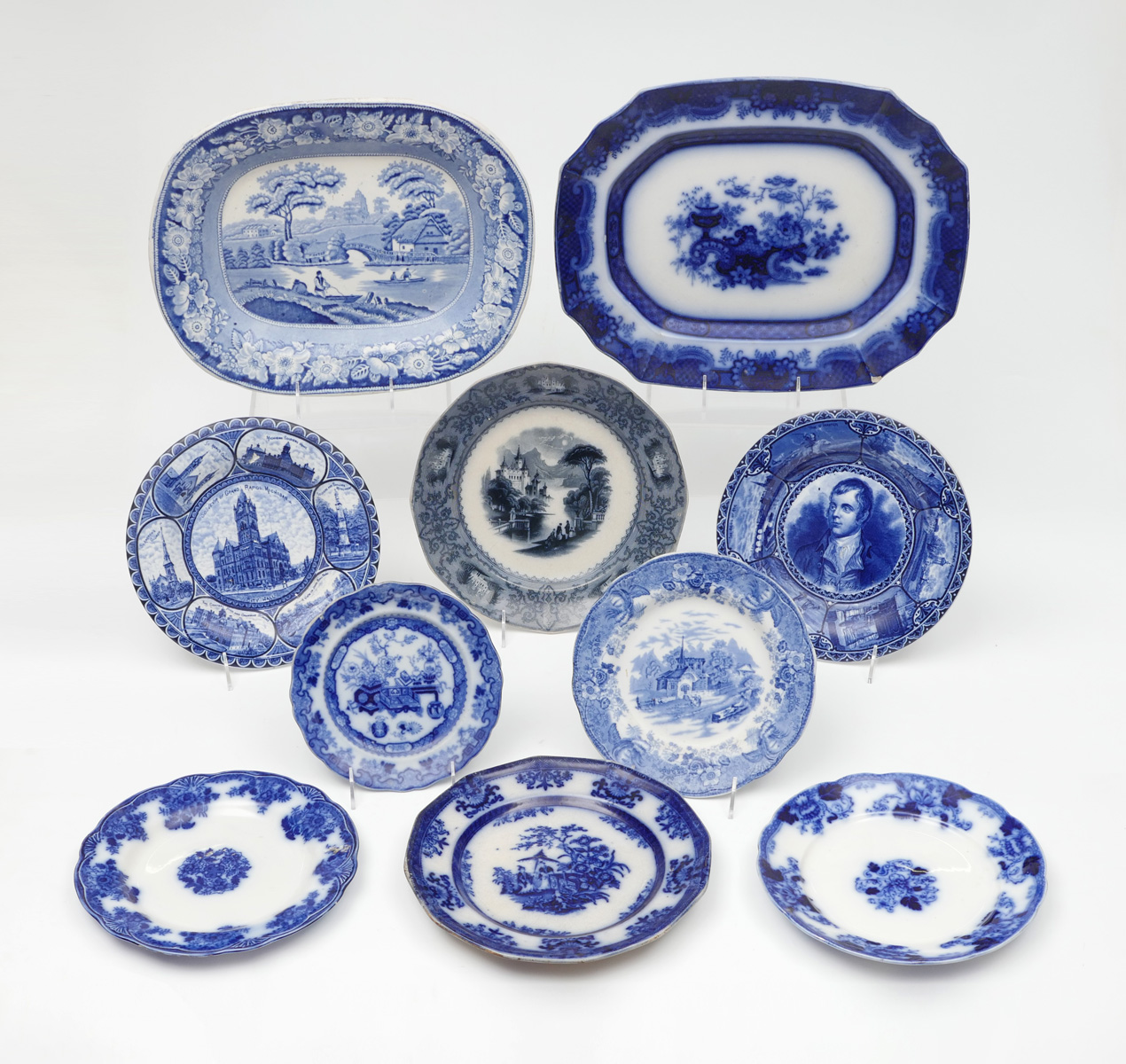 10 PC. FLO BLUE CHINA & TRANSFER