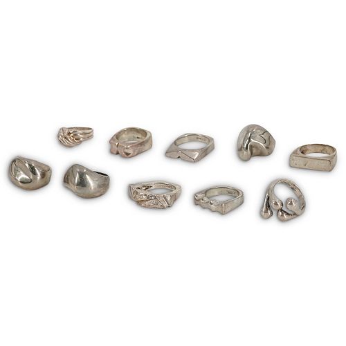 (10 PC) MODERNIST STERLING SILVER