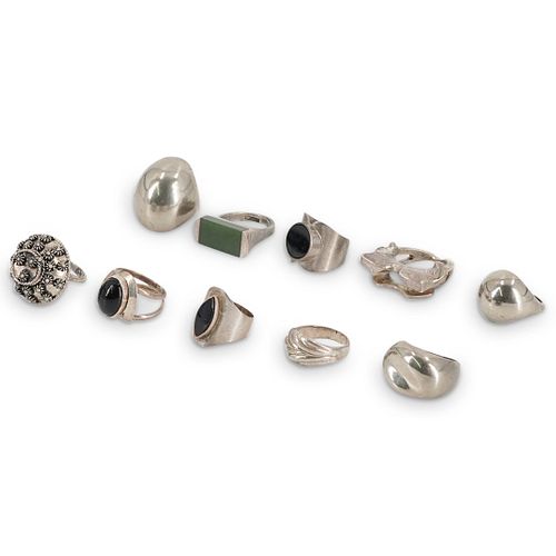 (10 PC) MODERNIST STERLING SILVER