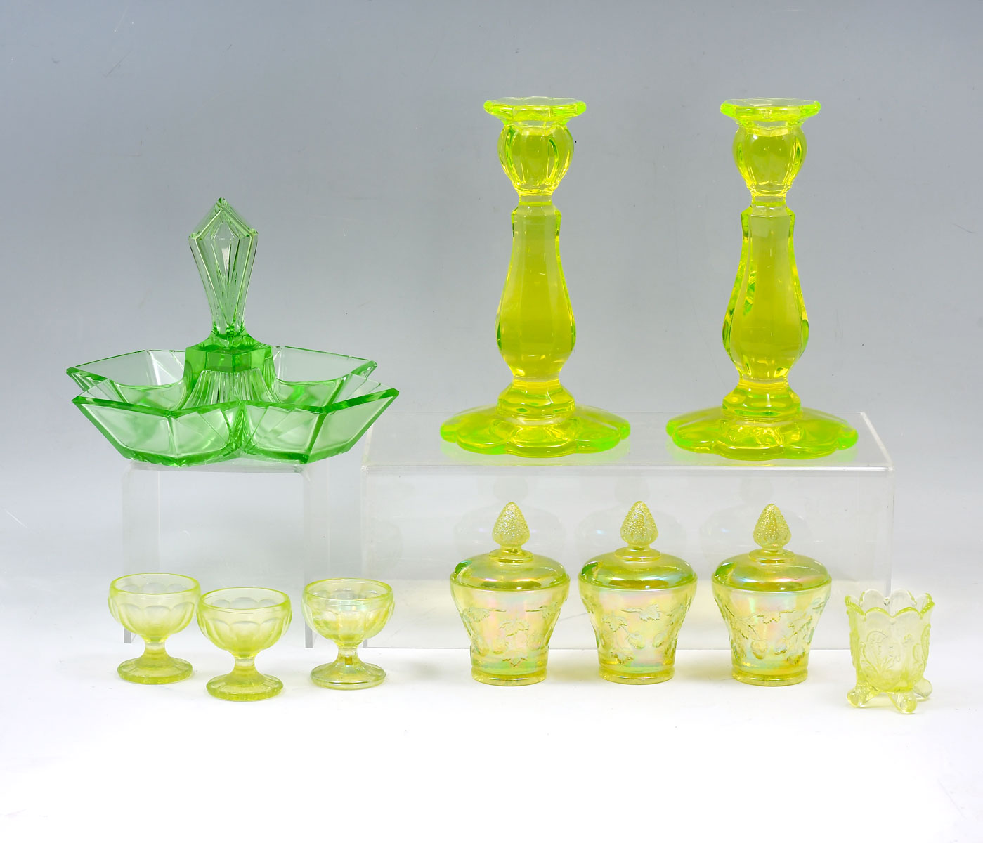 10 PC. URANIUM & VASELINE GLASS