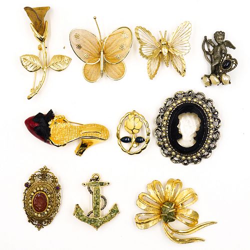(10 PC) VINTAGE BROOCH