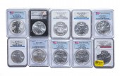 10 PCGS & NGC SILVER EAGLES 20