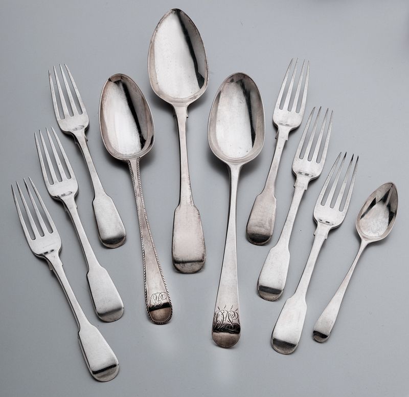 (10) pcs. Bateman sterling silver