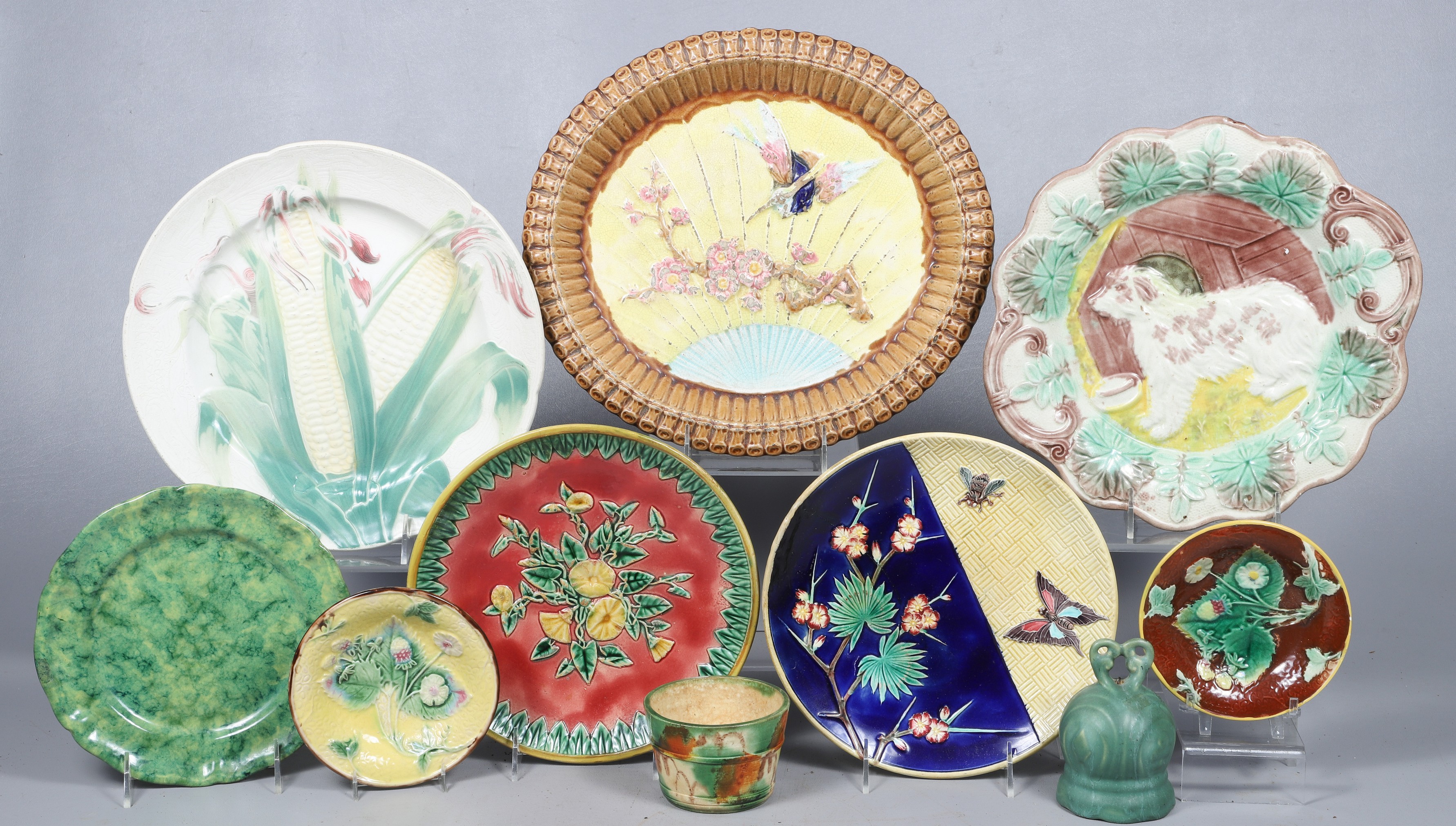 (10) Pcs Majolica and pottery,