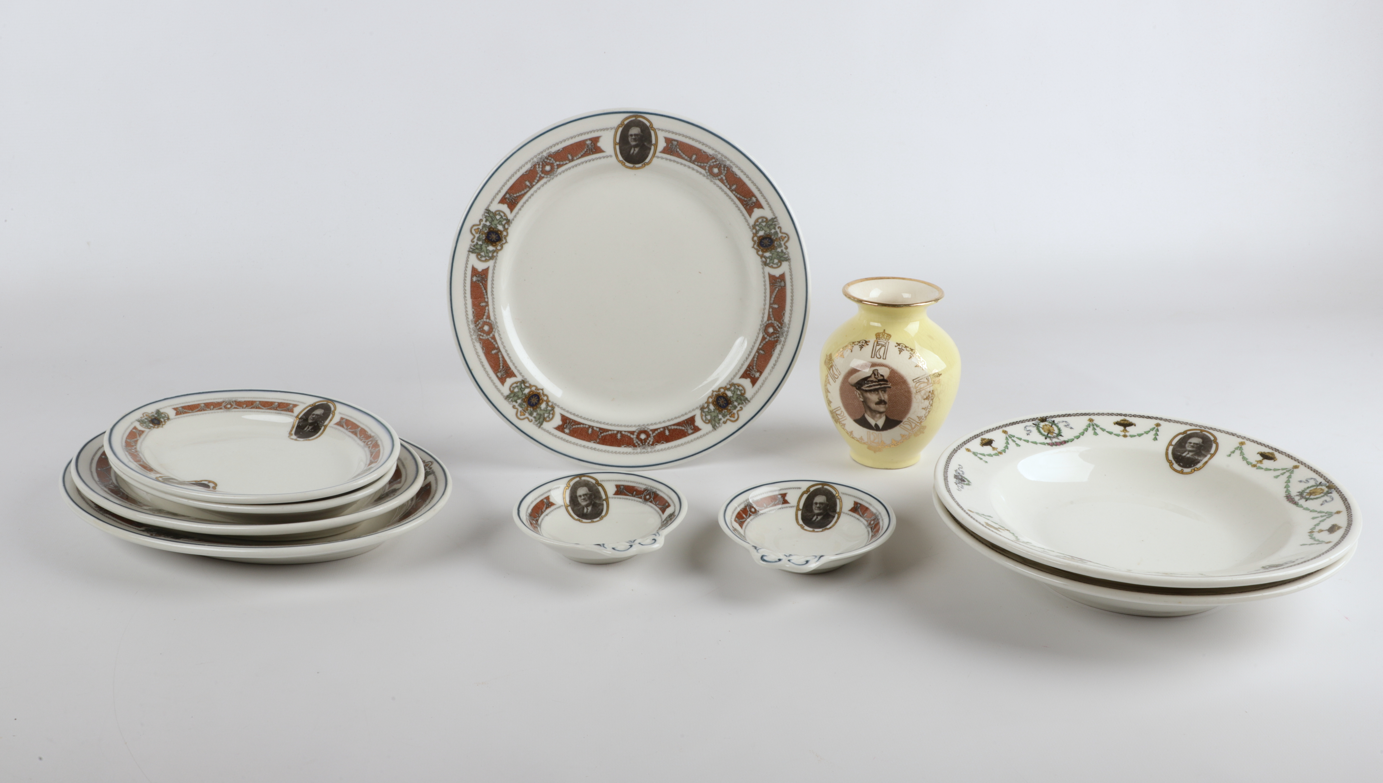 (10) Pcs Portrait pottery hotelware