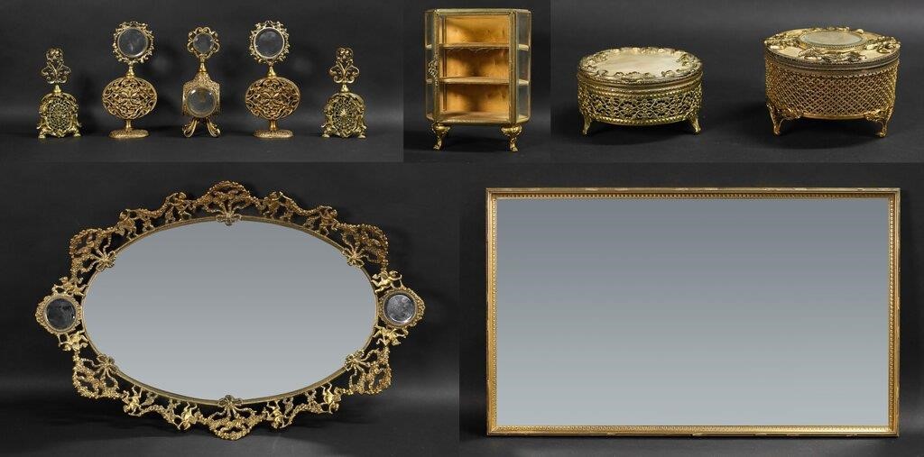 10 PIECE GILT METAL DRESSER SET10