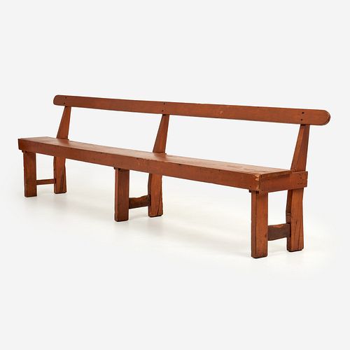 10' PINE BENCH WITH BROWN PAINTAn