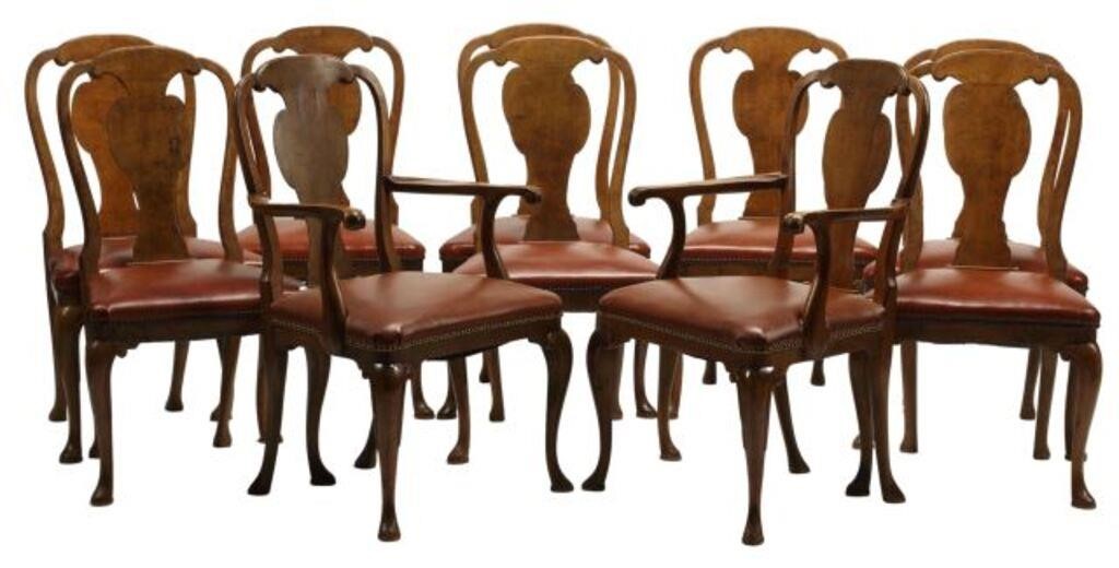 (10) QUEEN ANNE STYLE LEATHER