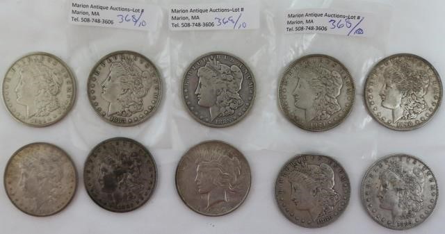 10 SILVER DOLLARS: 1189O, 1882O,