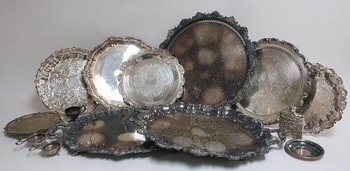10 SILVERPLATE TRAYS, TIFFANY &