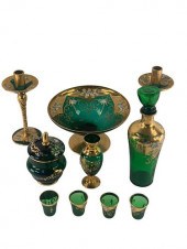 (10) TEN PCS GREEN BOHEMIAN GL