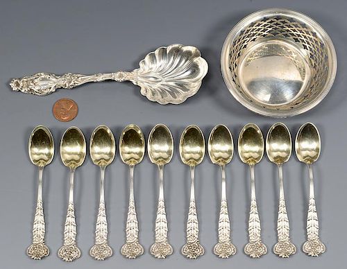 10 TIFFANY DEMITASSE SPOONS, HOLLY,