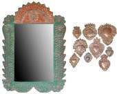 (10) TIN FRAMED MIRROR & HEART