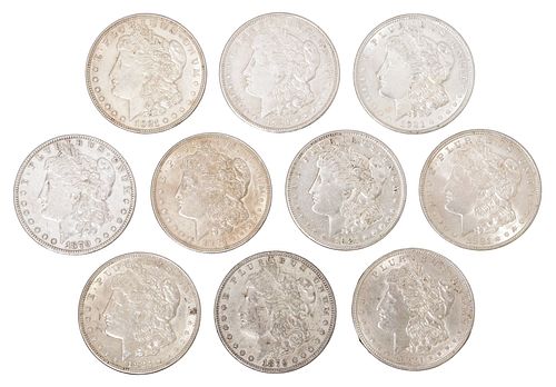 (10) U.S. MORGAN SILVER DOLLARS,