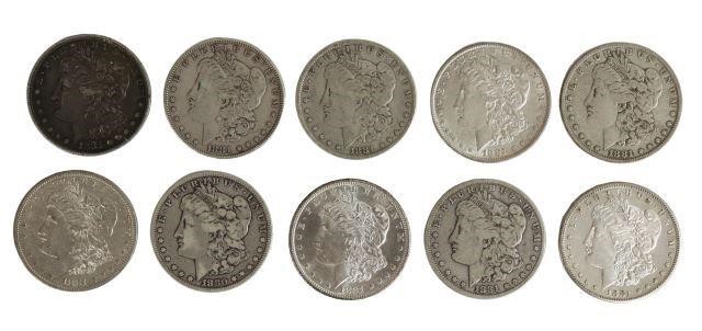 (10) U.S. MORGAN SILVER DOLLARS,