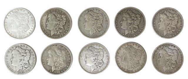 (10) U.S. MORGAN SILVER DOLLARS,