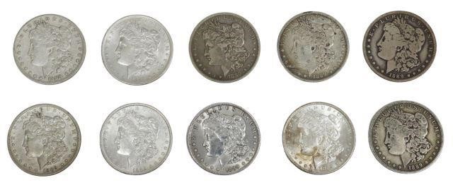 (10) U.S. MORGAN SILVER DOLLARS,