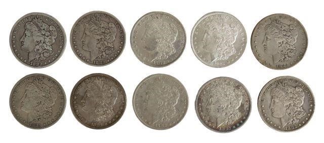 (10) U.S. MORGAN SILVER DOLLARS,