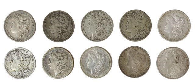 (10) U.S. MORGAN SILVER DOLLARS,
